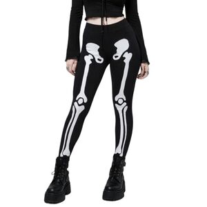 Divded Skeleton Print Black Leggings